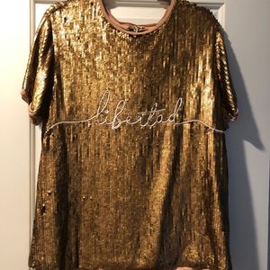 Johanna Ortiz Gold Sequined top